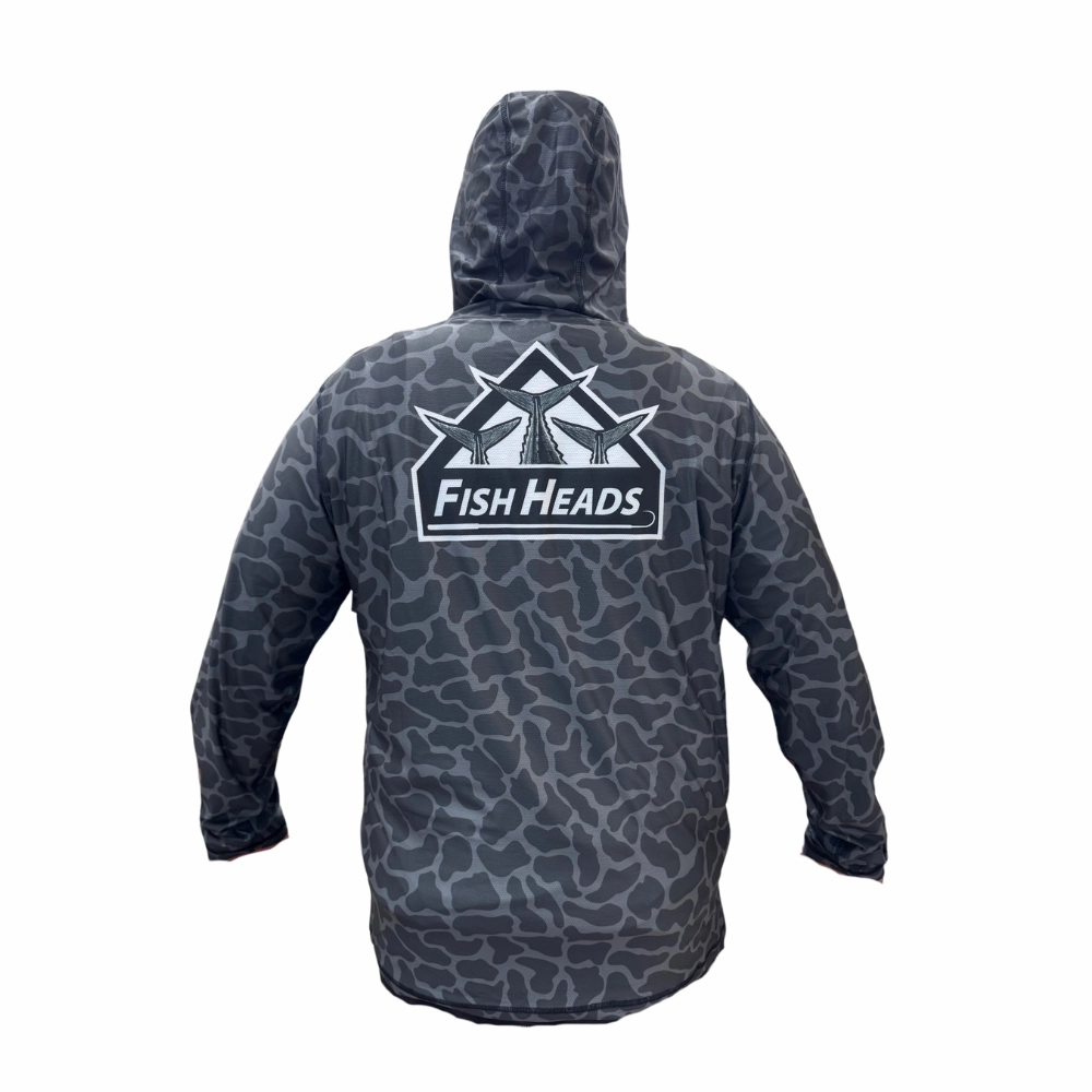Fish Heads Triple Tuna Tail Long Sleeve Hooded Performance Shirt