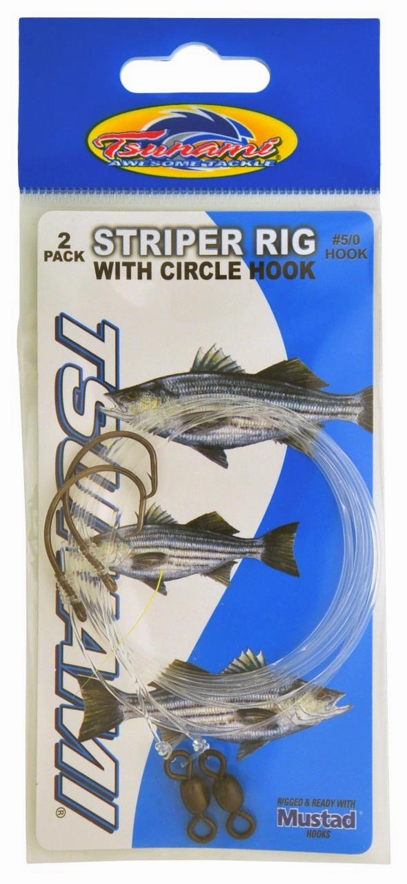 Tsunami TS-4795 Striped Bass In-Line Circle Hook Snelled w/ Swivel
